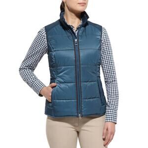 Ariat Women’s Quilted Vest Full Zip Puffer Polka Dot Lined Pockets, Small, Blue
